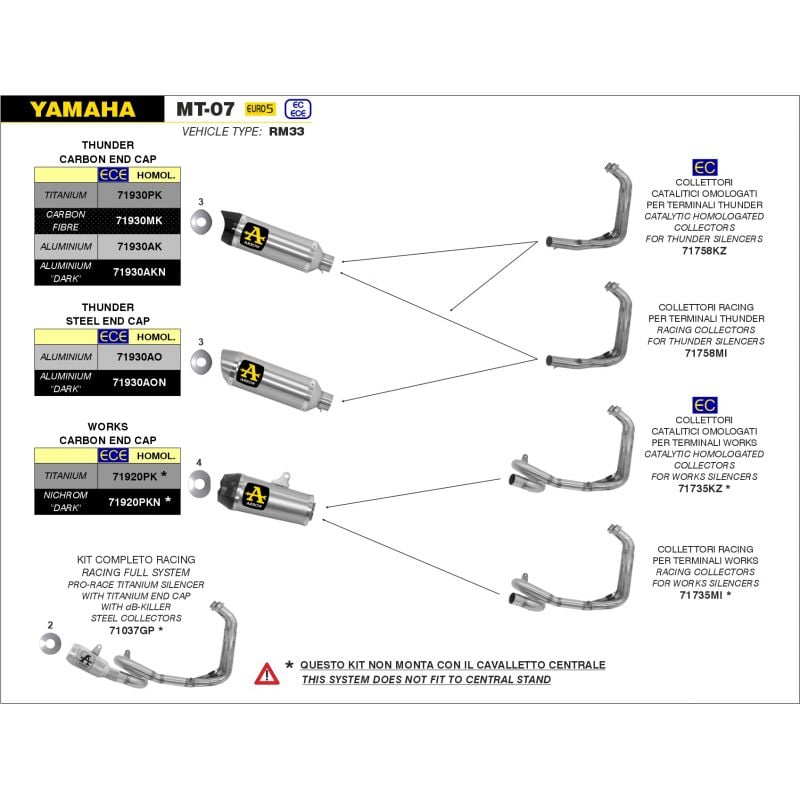 71037GP Kit completo RACING con terminale Pro-Race Yamaha MT-07 2021-2022 700 cc 8019799114777 ARROW