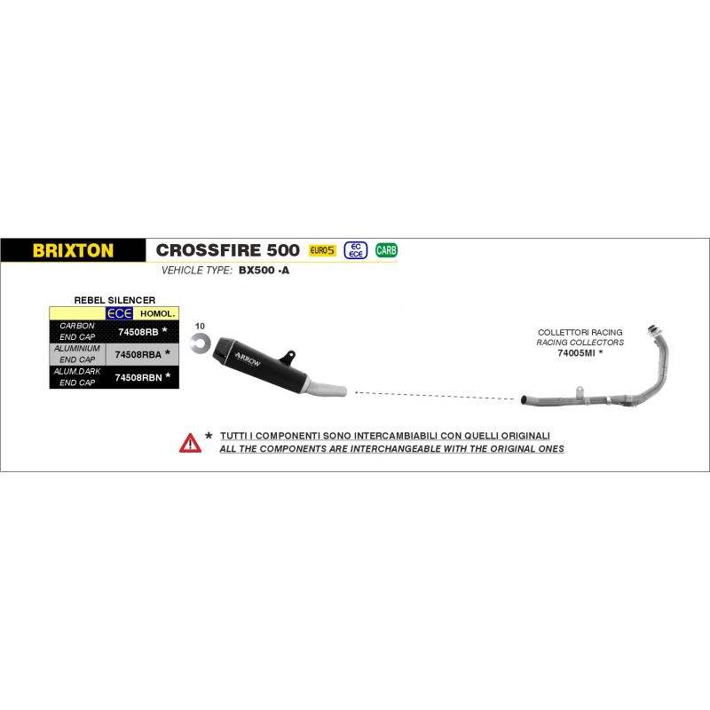 74508RBN Kit terminale Rebel con fondello in alluminio Dark" Brixton CrossFire 500 X 2021-2022 500