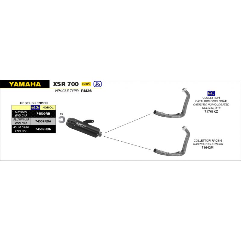 Kit collettori catalitico omologato Yamaha XSR 700 2021-2022 700 cc