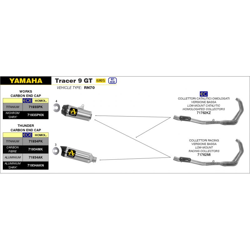 71762MI Collettori racing Yamaha TRACER 9 GT 2021-2022 900 cc 8019799117006 ARROW