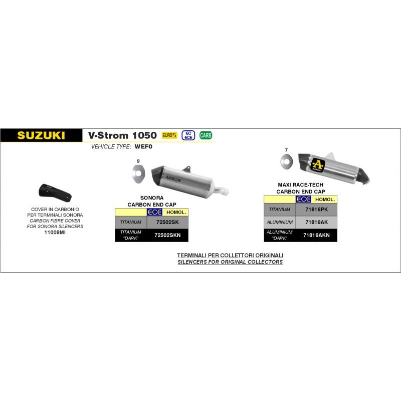 Terminale Sonora titanio con fondello carby Suzuki V-STROM 1050 2020-2022 1050 cc