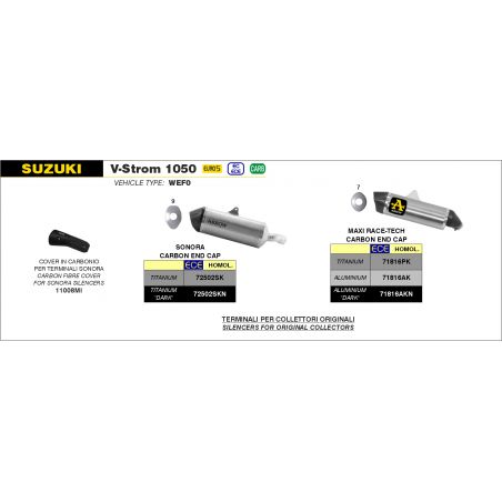 Protezione paracalore in carbonio per terminali Sonora Suzuki V-STROM 1050 2020-2022 1050 cc