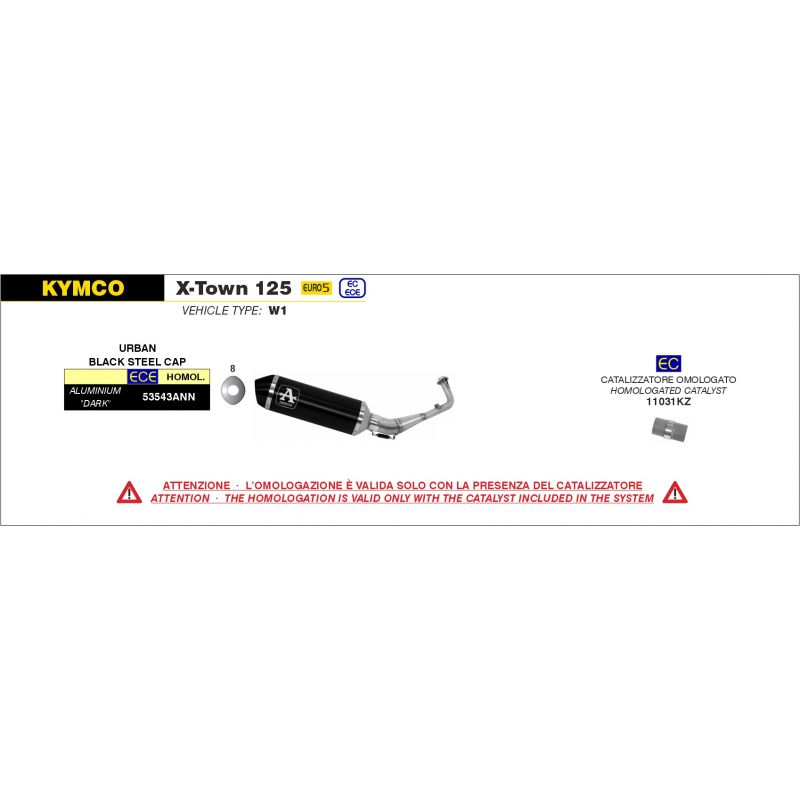 11031KZ Kit catalizzatore Yamaha NMAX 125 2021-2022 125 cc 8019799118119 ARROW