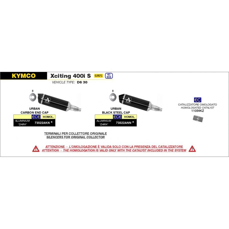 Kit catalizzatore Kymco XCITING 400i S 2021-2022 400 cc