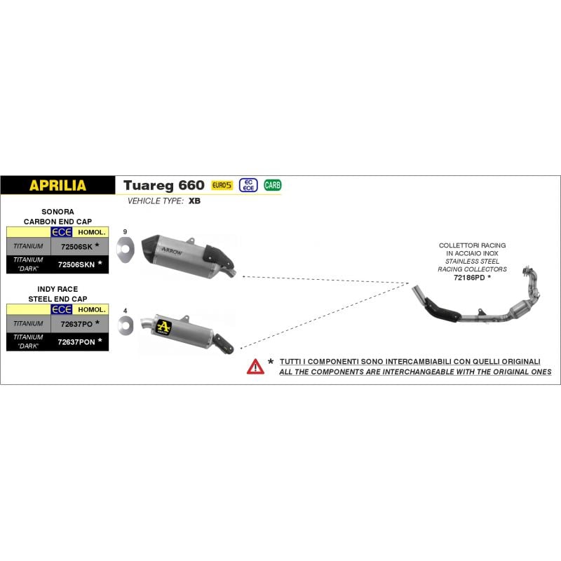 Terminale Indy Race titanio con fondello inox Aprilia Tuareg 660 2022- 660 cc