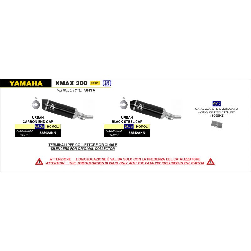 Terminale Urban alluminio Dark" con fondello "Dark" Yamaha XMAX 300 2021-2022  cc