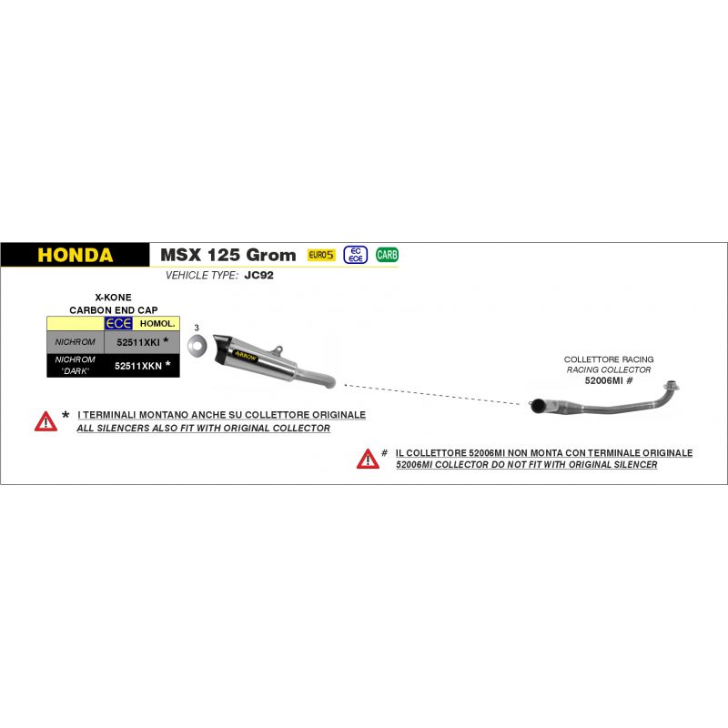Terminale X-Kone Honda MSX 125 Grom 2021-2022 125 cc