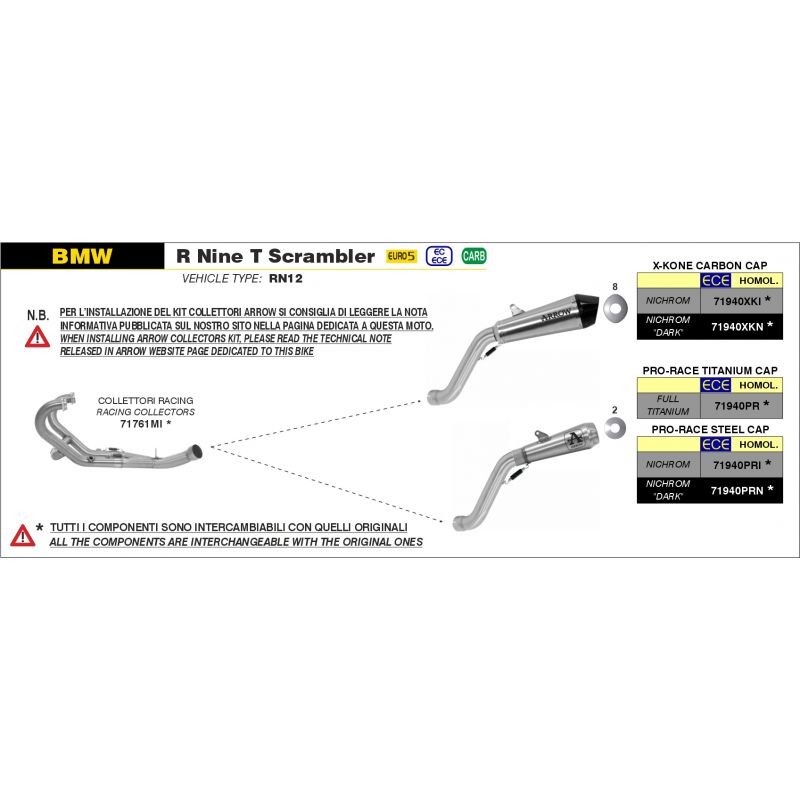 Kit terminale Pro-Race titanio BMW R Nine T Scrambler 2021-2022 1200 cc
