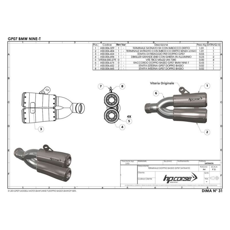 BMWGP100TLS-AAB HP CORSE GP07 SATIN BMW BMW R Nine T 2014-2016  HP CORSE