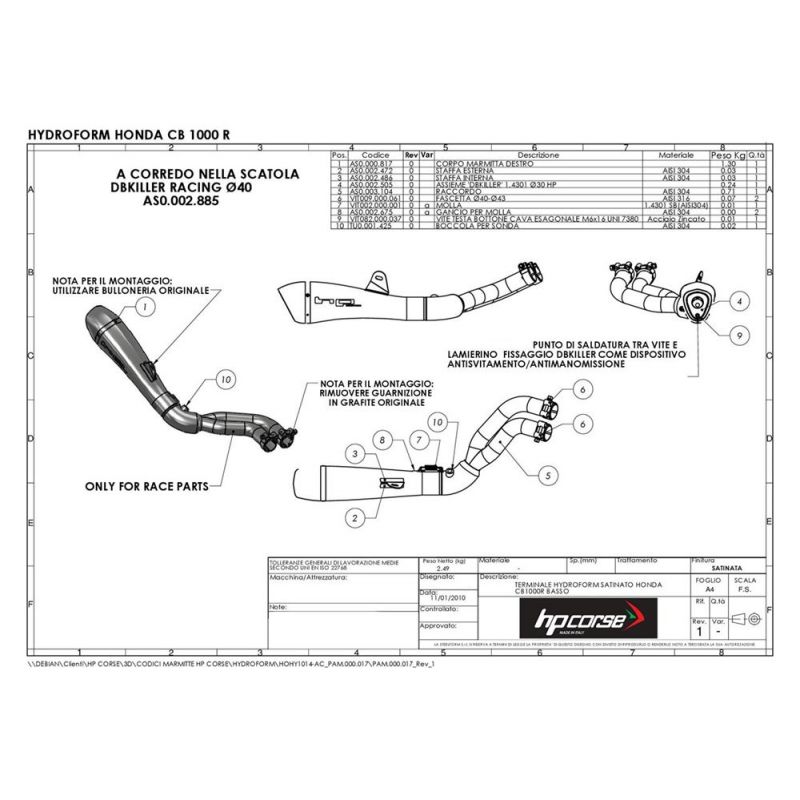 HOHY1014BLACK-AC TERMINALE HYDROFORM DECATALIZZATO NERO HONDA CB 1000 R 2008-2015 OMOLOGATO HP HOHY1014BLACK-AC TERMINALE HYDROFORM DECATALIZZATO NERO HONDA CB 1000 R 2008-2015 OMOLOGATO HP