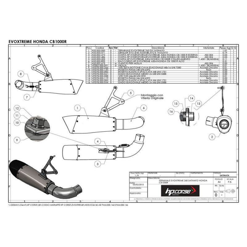 HOEVO2614S-AB FINI SATINÉ EVOXTREME HONDA CB 1000 R 2008-2016 APPROUVÉ 