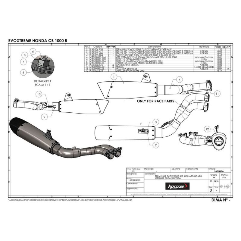 HOEVO3114B-AC TERMINALE EVOXTREME NERO DECATALIZZATO HONDA CB 1000 R 2008-2016 OMOLOGATO  HP CORSE
