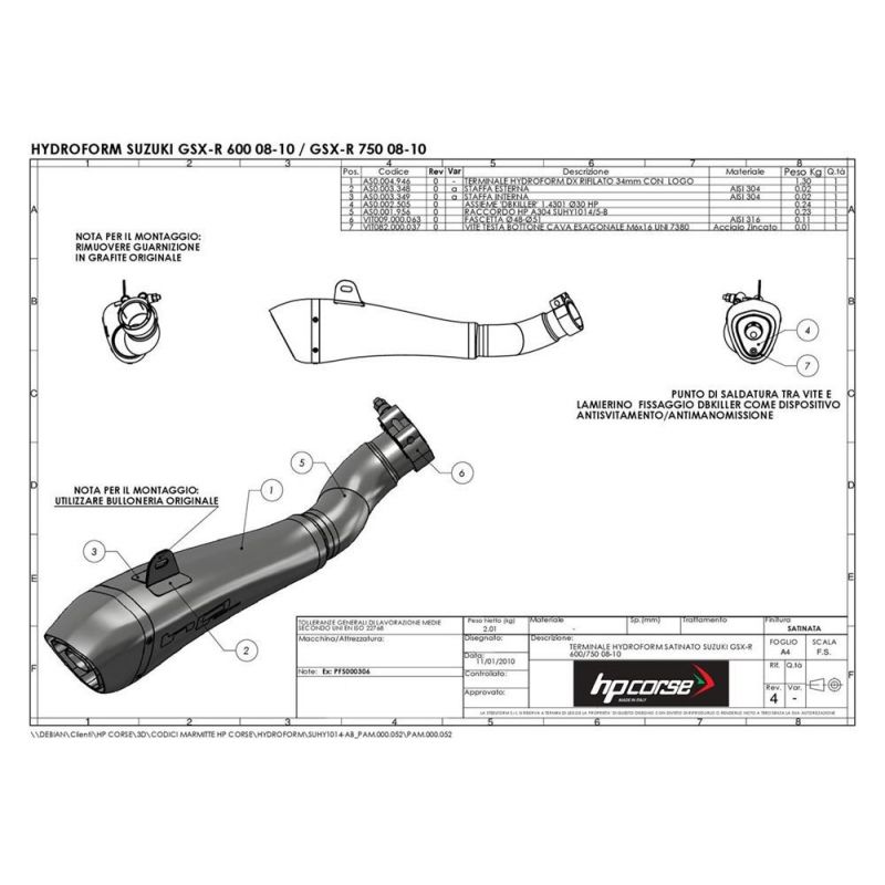 SUHY1014-AB TERMINAL HYDROFORME SATINÉ SUZUKI GSX-R 600/750 2008-2010 APPROUVÉ 