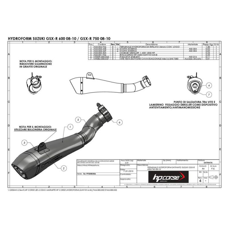 SUHY1014BLACK-AB TERMINALE HYDROFORM NERO SUZUKI GSX-R 600 / 750 2008-2010 OMOLOGATO  HP CORSE