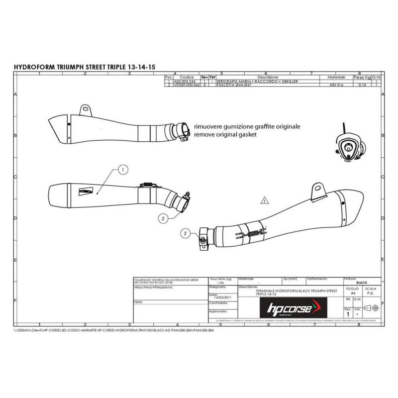 TRHY1001-AG TERMINALE HYDROFORM SATINATO TRIUMPH STREET TRIPLE 2013-2015 OMOLOGATO TRHY1001-AG TERMINALE HYDROFORM SATINATO TRIUMPH STREET TRIPLE 2013-2015 OMOLOGATO