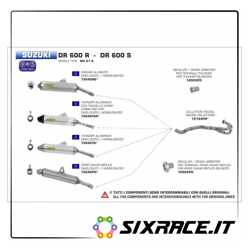 12003PD-30007 - DB-Killler Spark arrester for Thunder Suzuki DR 600 R / S 1985-1990 12003PD -