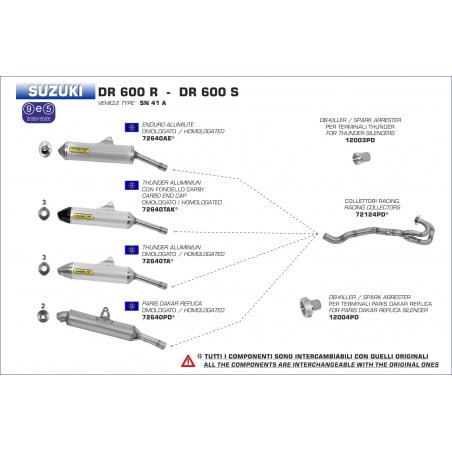 12003PD-30007 - DB-Killler Spark arrester per Thunder Suzuki DR 600 R/S 1985-1990 12003PD - 