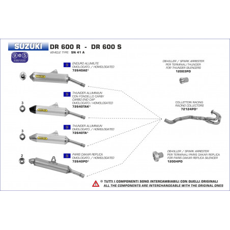 12003PD-30007 - DB-Killler Spark arrester for Thunder Suzuki DR 600 R / S 1985-1990 12003PD -